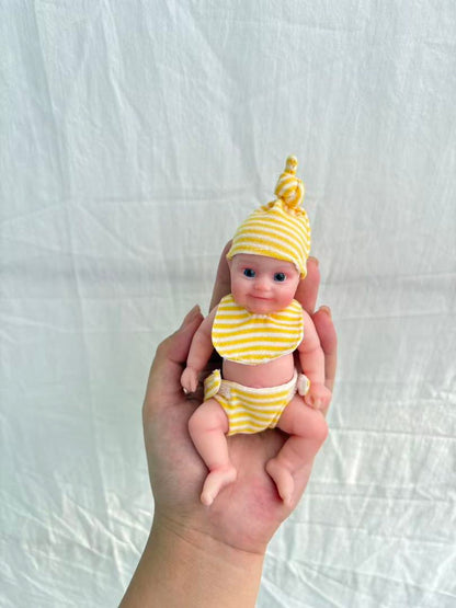 Sunshine Baby 6 inch silicone doll yellow striped outfit real photo