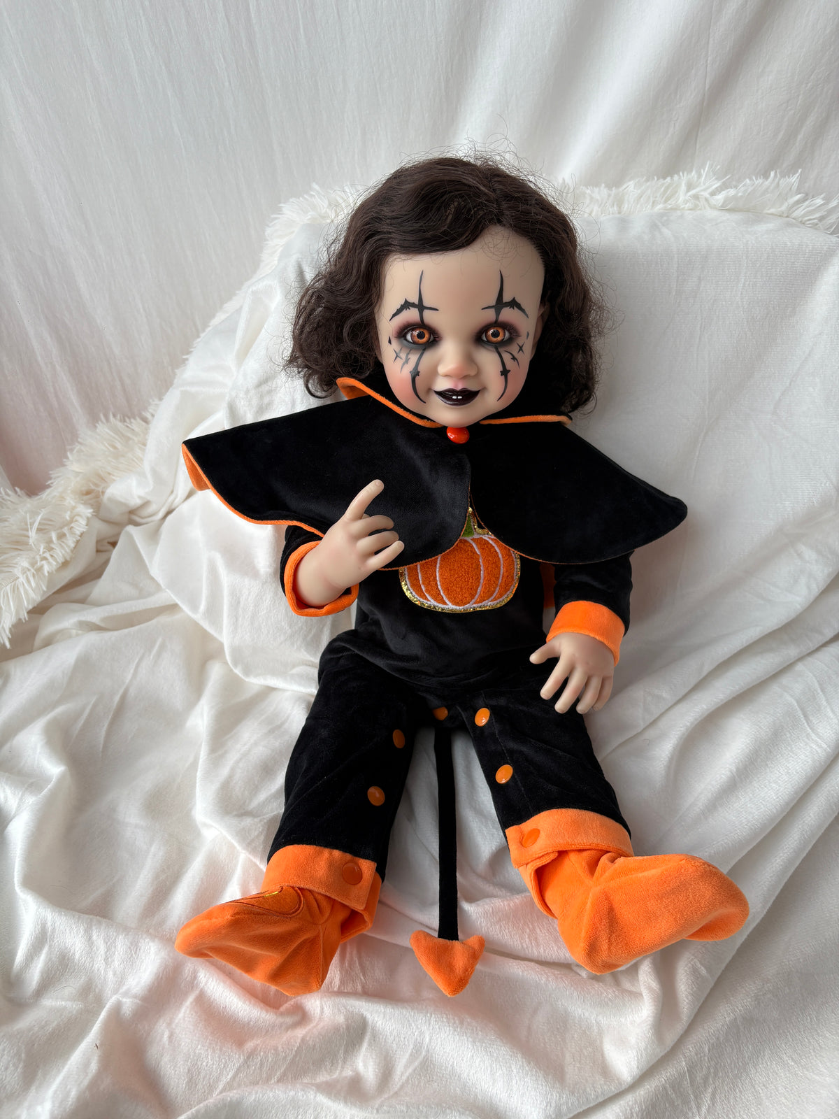 Halloween Pumpkin Cape Serial Baby Doll – 22 inch Hand-Rooted Hair Doll - My Dreamy Doll House - Halloween Pumpkin Cape Serial Baby Doll – 22 inch Hand-Rooted Hair Doll - My Dreamy Doll House