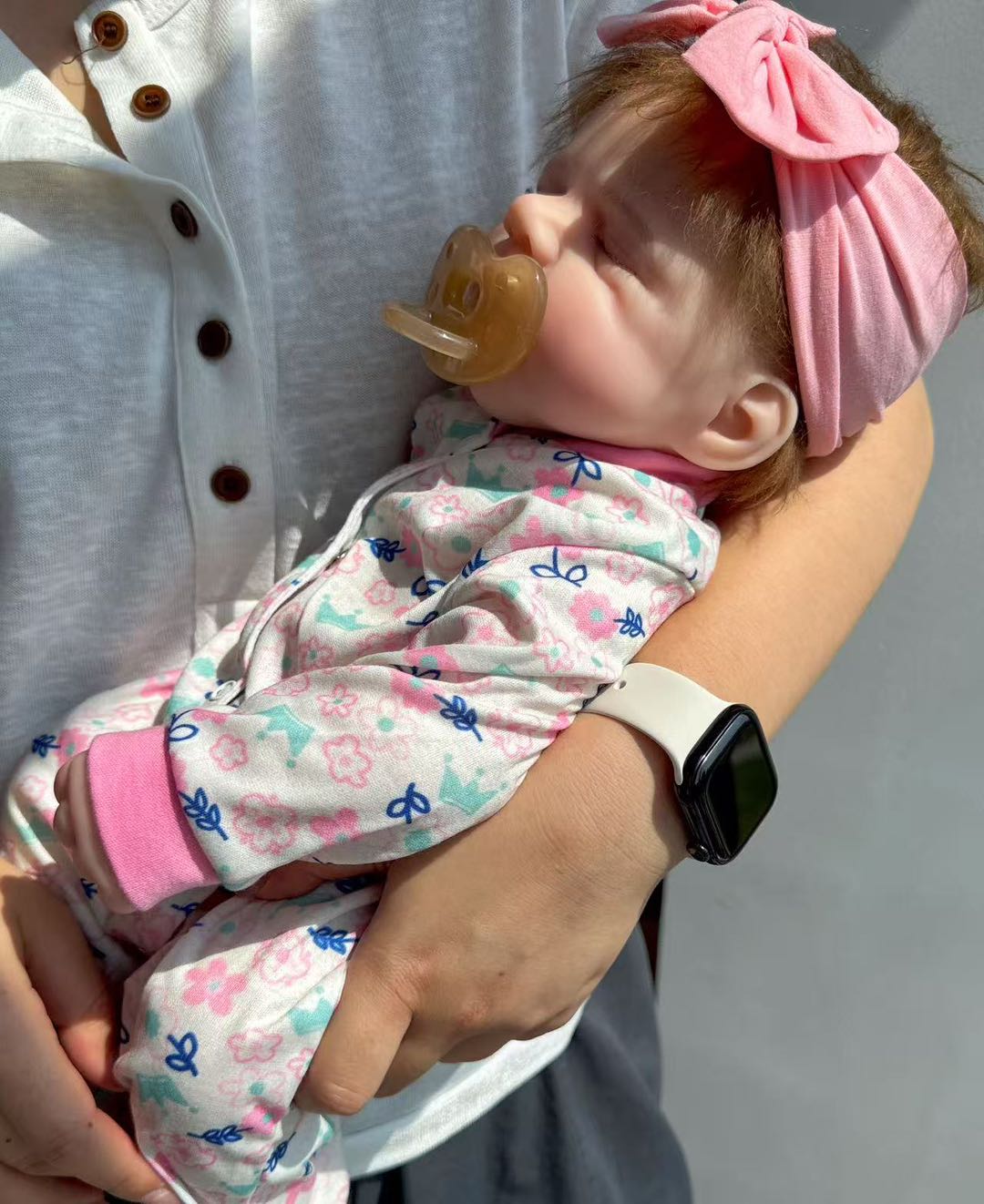 Silicone reborn doll close up face