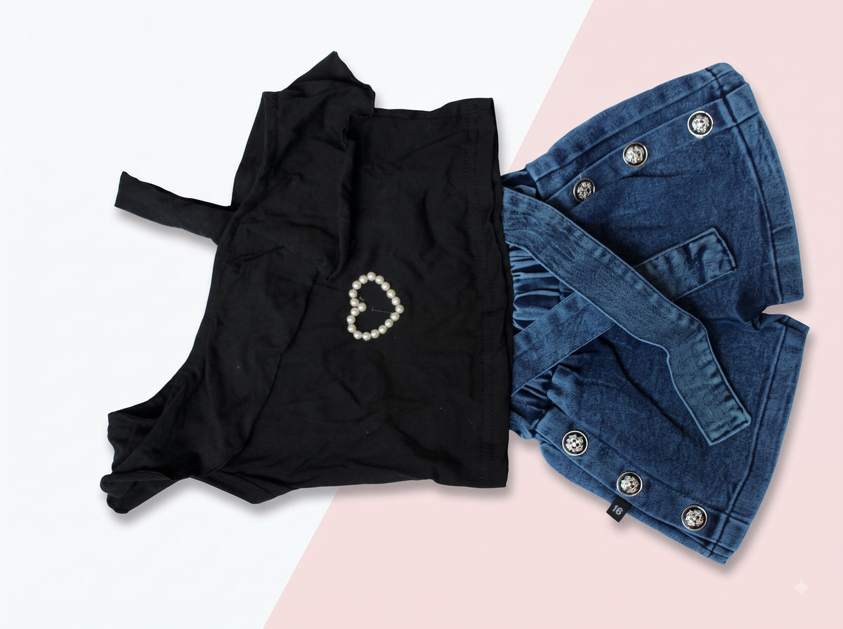 Dream Princess Doll - Black Top & Denim Skirt Free Gift Set