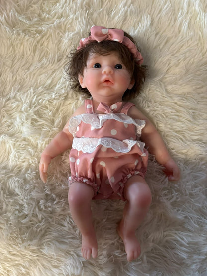 Tiny Darling leopard print romper bear hat silicone doll