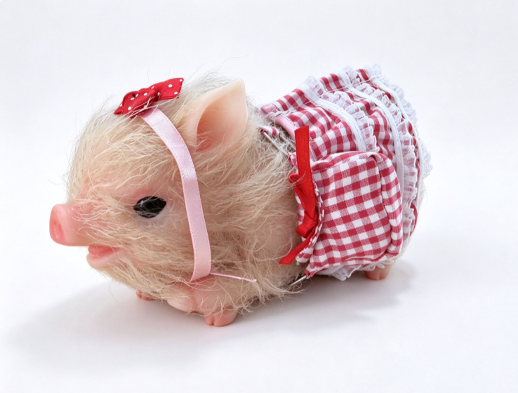 Miniature Pig Doll - Pure Silicone with Dress - My Dreamy Doll House - Miniature Pig Doll - Pure Silicone with Dress - My Dreamy Doll House