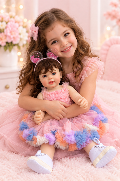 22-inch Pink Ruffle Doll with baby girl