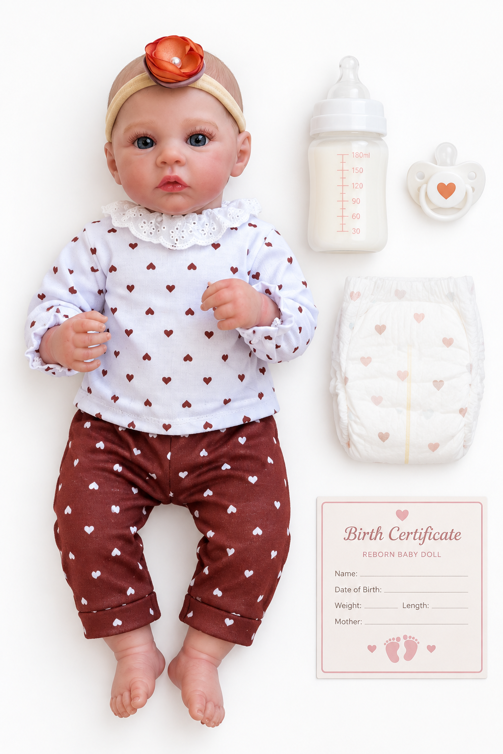 Sweet Heart Doll accessories flat lay