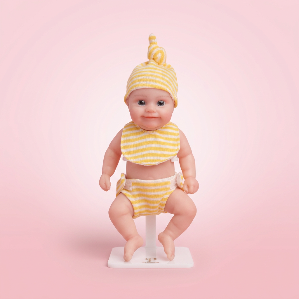 Sunshine Baby 6 inch silicone doll soft pink background