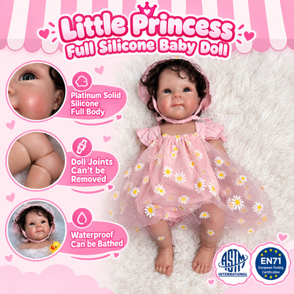Little Princess Silicone Baby Doll Infographic - Flat Lay